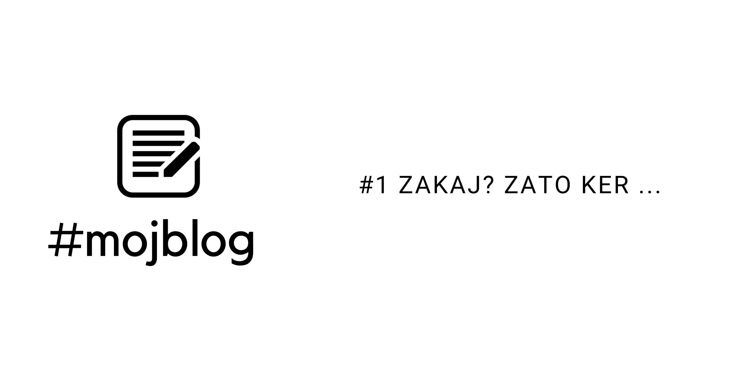 Read more about the article #1    ZAKAJ? ZATO KER…